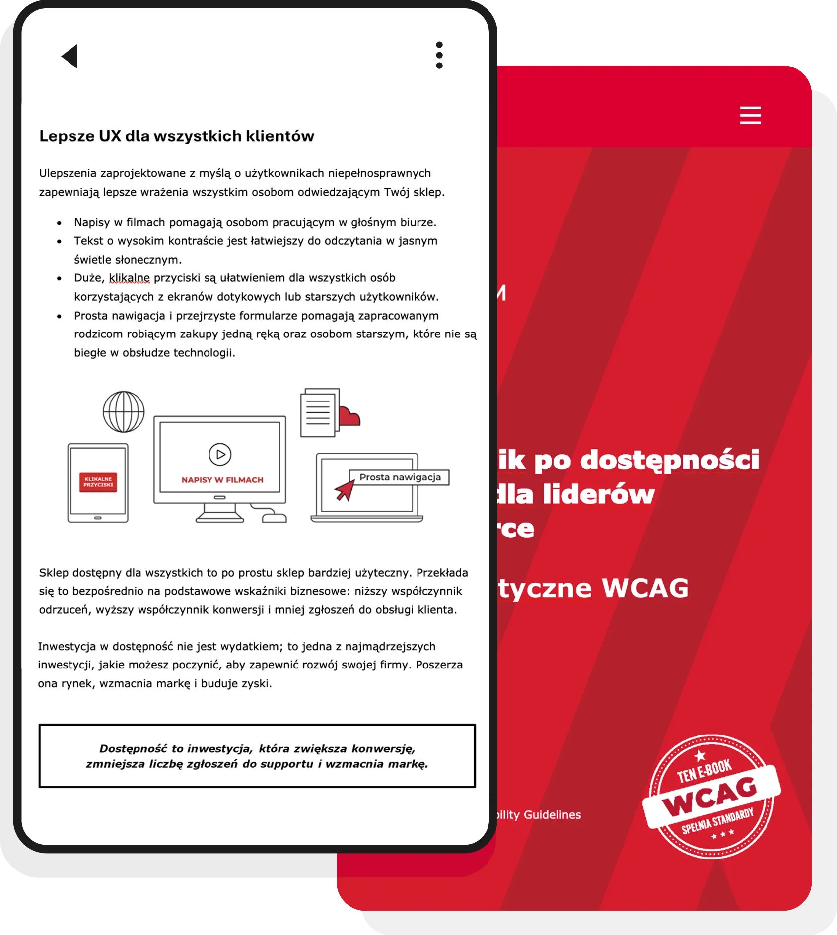 Telefon z dokumentem pdf WCAG